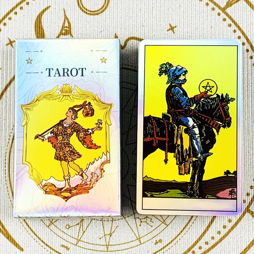 Holographic Rainbow Classic Tarot Deck 78Pcs Iridescent Tarot Cards With Guidebook Divination Oracle Card For Beginners