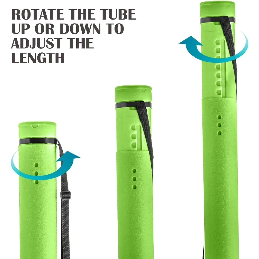 JJRING Tubo per poster verde da 25 a 40 Tubo porta poster allungabile con cinghia di trasporto per progetti, rotoli, mappe e arco