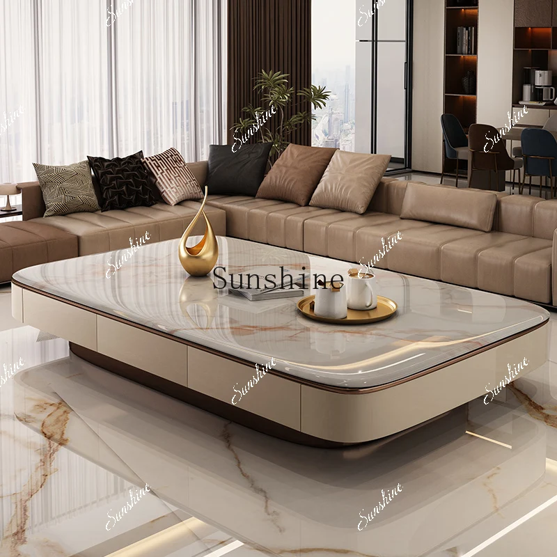 flat-floor coffee table microcrystalline stone Italian villa living room lengthened 1.8 meters high household large apartment  F