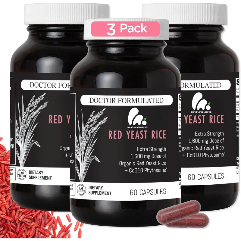 1600 Milligramme Bio-Rothefereis + 50 Milligramme Coenzym Q10 – Gesamtgesundheitsunterstützung (60 Kapseln)