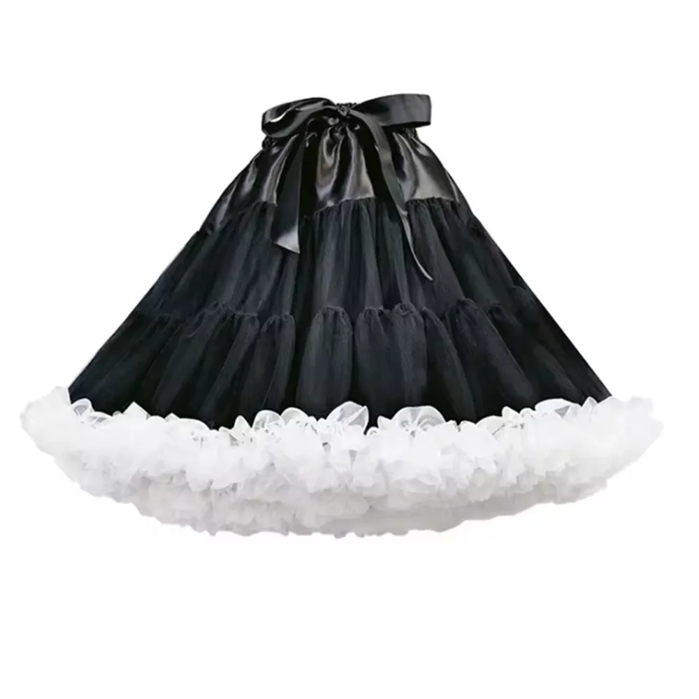 

Cheap Pleated Petticoat White Black Puffy Skirt Lolita Cosplay Bridal Crinoline Lady Girls Underskirt for Party