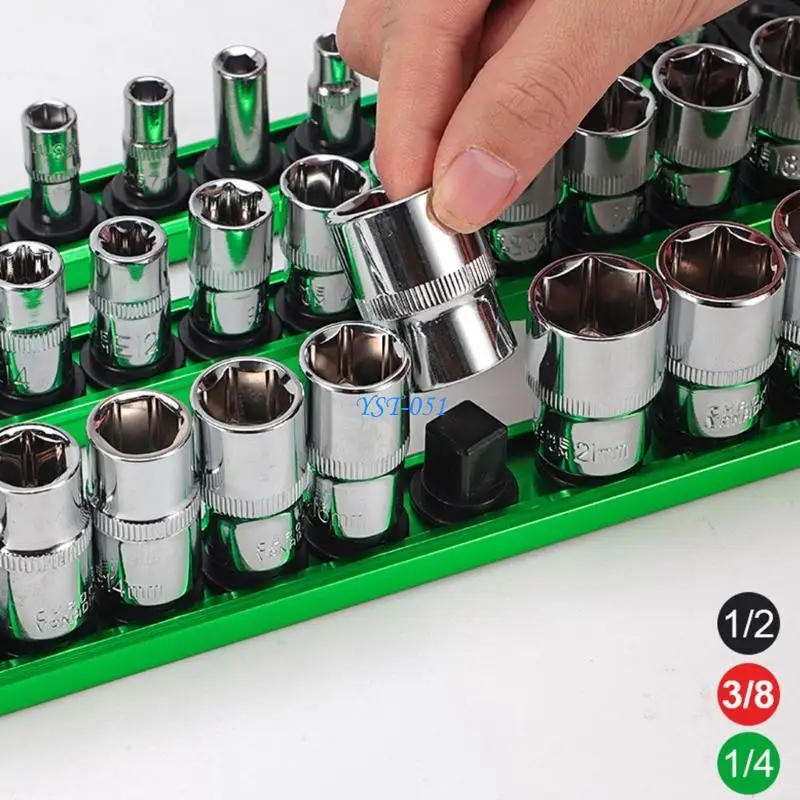 

E15A Aluminum Alloy Socket Holder Hangable Space Saving Tool Rack