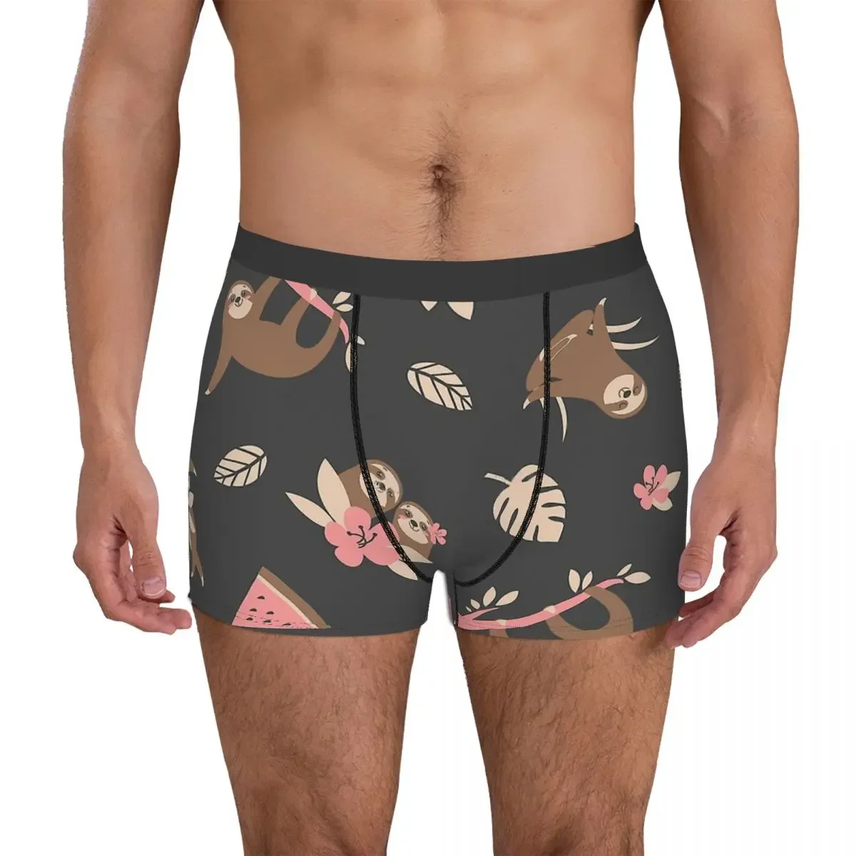 Cute Sloth And Watermelon Pattern Happy Hanging Adorable Chibi  Underpants Homme Panties Men's Underwear Shorts Boxer Briefs