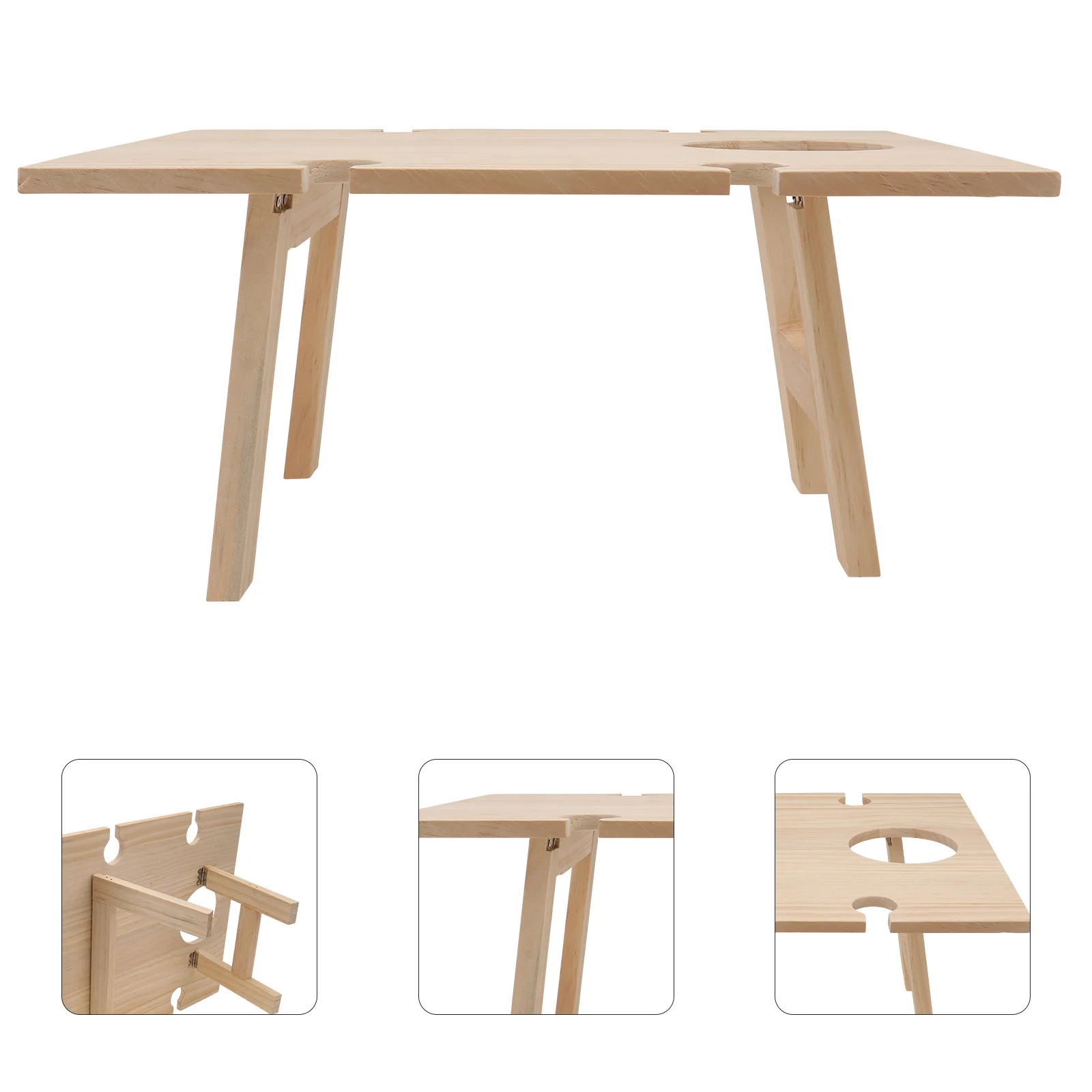 Folding Table Indoor Party Foldable Portable Wooden Square Dining for Cheese Serving Desk