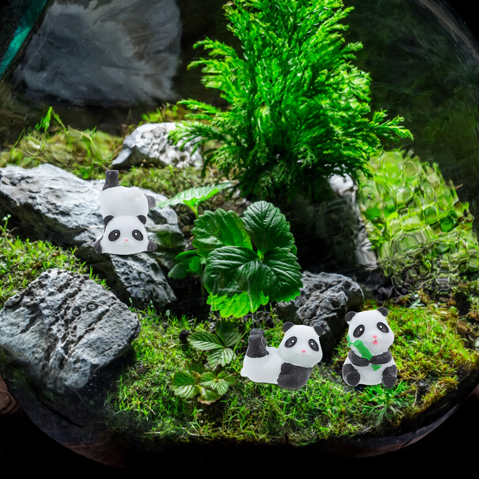 รูปปั้นแพนด้าจิ๋ว 6 ชิ้น ทำจากเรซิ่น สำหรับงาน DIY ตกแต่งสวนมอส บอนไซ ตกแต่งโต๊ะทำงาน งานแต่งงาน งานปาร์ตี้ ของตกแต่งรูปสัตว์ขนาดเล็ก