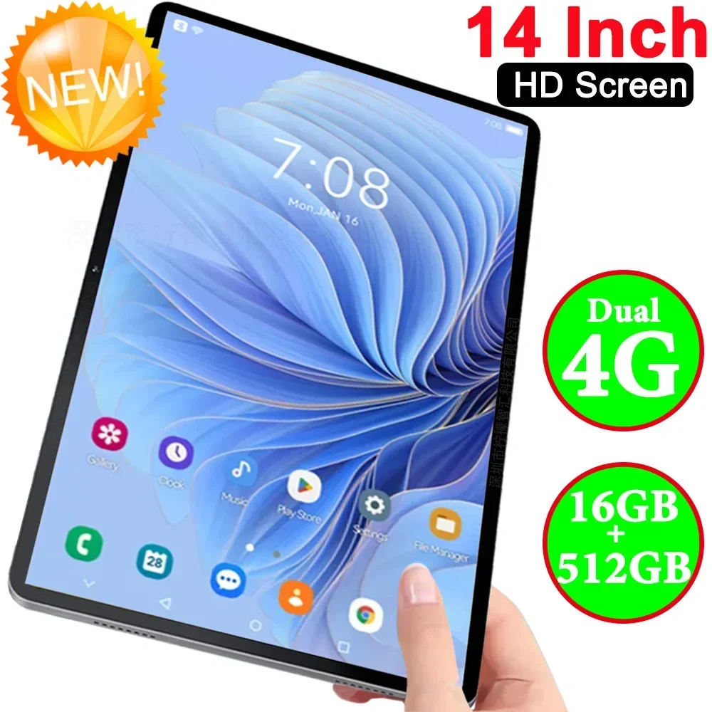 2025 Newest Android 14 Tablet 14.1 inch T616 Octa-Core Tablets with 16GB RAM+512GB ROM 12000mAh Large Battery BT5.0 5G WiFi GPS