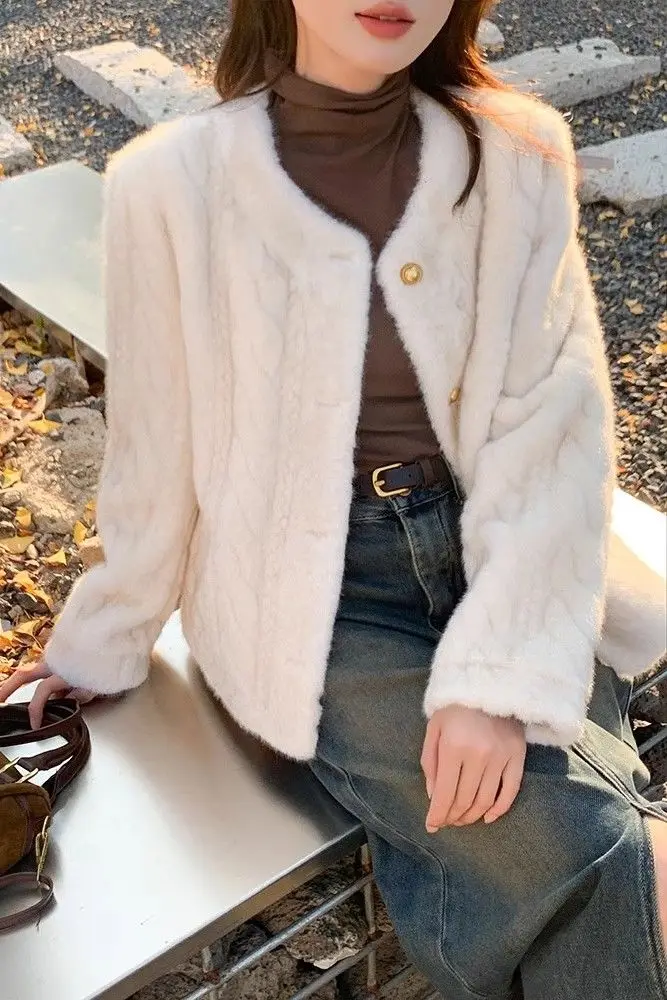 

Parkas Womens Real Rabbit Fur Fall Polyamide Quilted Full-Zip Fitted Contrasting Panel Multi-Functional Insulated Hiking Outdoor