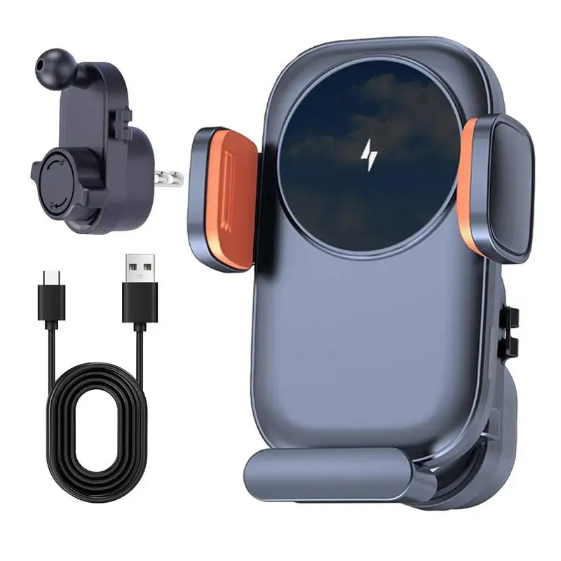 Car Phone Charger Mount 15W Intelligent Wireless Charger Phone Holder Flexible Car Charger Holder 360-Degree Rotation Wireless