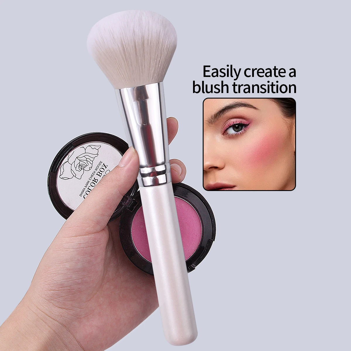 1 SZT. wysokiej jakości pędzel do różu, pędzel do pudru sypkiego, pędzel do konturowania, pędzel do wykończenia makijażu, pędzel do makijażu twarzy dla początkujących, narzędzia kosmetyczne
