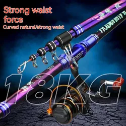 Ultra Hard Fishing Rods 2.1-4.5m Throwing Rods And Reel Carbon Sea Pole Long Range Fishing Telescopic Spinning Silver Carp Rods