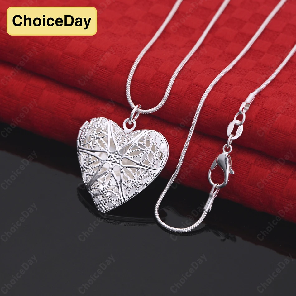

ChoiceDay 925 Sterling Silver Exquisite Heart Pendant Necklace Women's Jewelry Gift Accessories Party Fashion