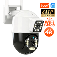 Tuya Outdoor Wifi PTZ Camera 4K 8MP HD Dual-Lens Dual Screen Camera AI Auto Tracking 4MP Video Surveillance 360° Rotation Camera