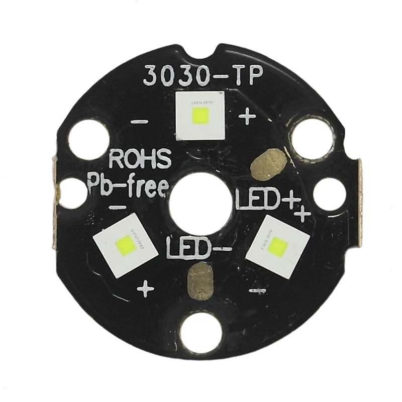 

Triple KP CSLNM1.F1 Green 550nm LED on KDLitker 20mm DTP Copper MCPCB Parallel with Optics Flashlight DIY