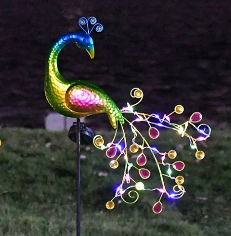 

Solar Peacock & Flamingo Landscape Lights, Metal Craft Iron Yard Plug - In Decor, Outdoor Waterproof LED Garden Ornaments, Elega