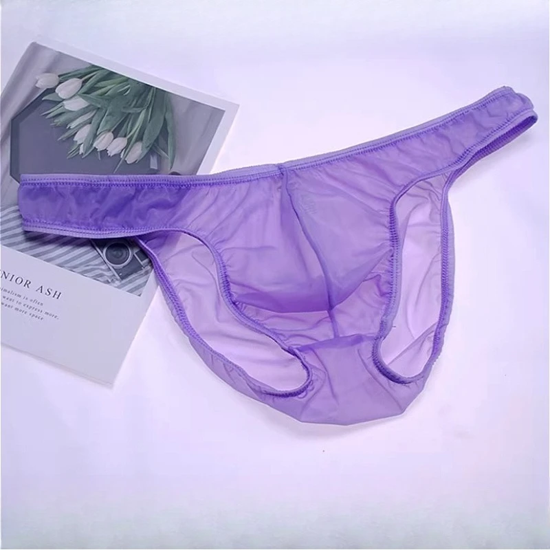 Transparent Sexy Underwear Men Mesh Pouch Briefs Low Rise Tight Fitting Mens Panties Elastic Breathable Underpants Трусы Мужские