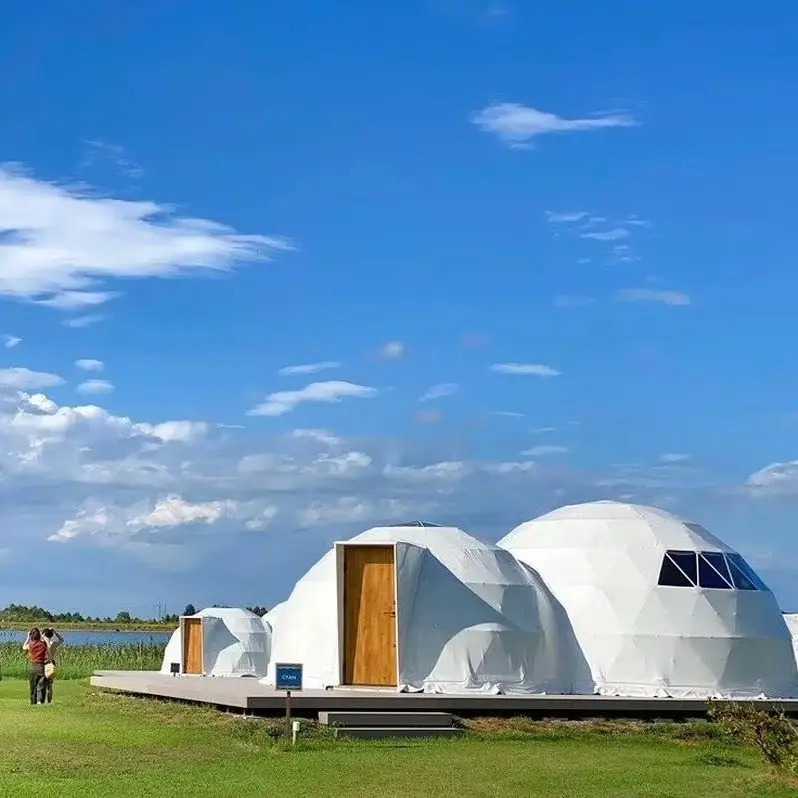 Connected Geodesic Dome House Modular Double Dome Tent Outdoor Glamping Resort Hotel Commercial Project Custom OEM Accommodation