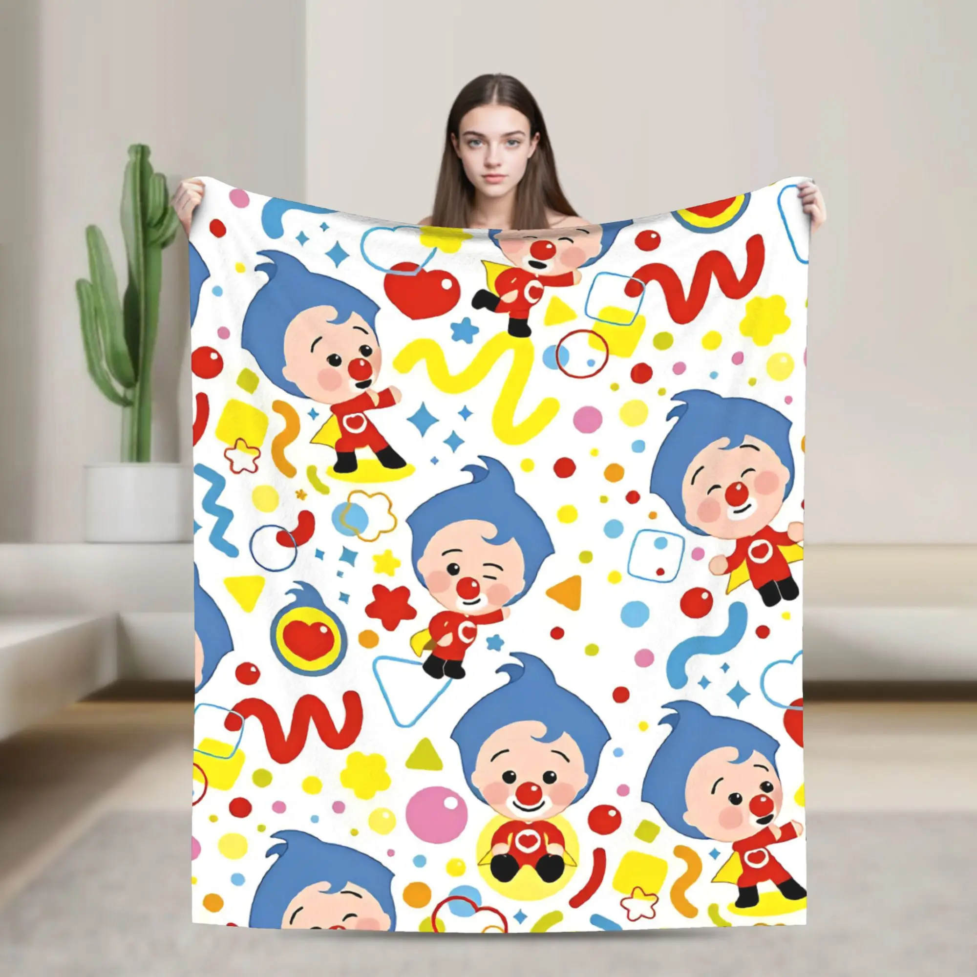 Payaso P-Plims Cartoon Music Flannel Throw Blankets  Blankets for Home Bedroom Super Soft Plush Thin Quilt,