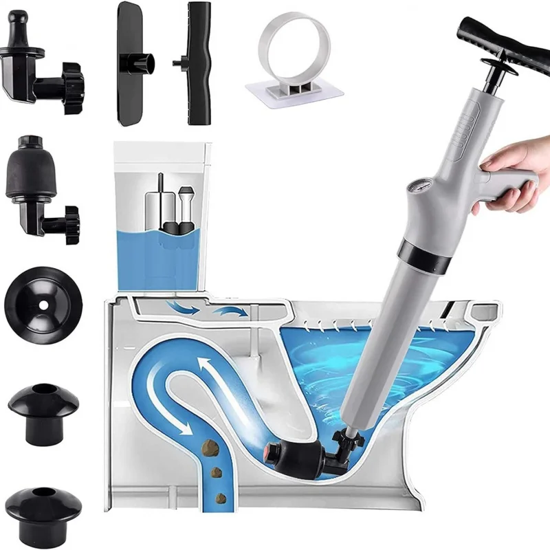 Toilet unclogger high-pressure rod air cannon for unclogging toilet pipes and outlets, manually inflatable3Airgun competition