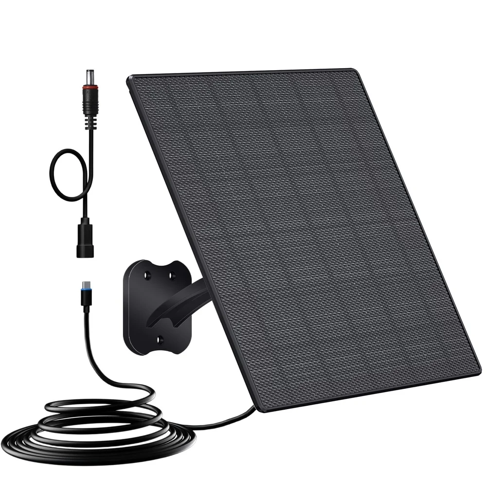 10W Outdoor Solar Charger for 5V Security Cameras with Type C Interface and 360 Degree Rotation Bracket for Optimal Sun Exposure