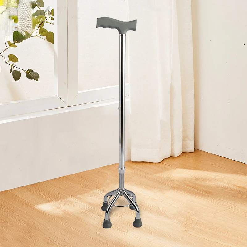 

Elderly Walker, Lightweight Telescopic Height Adjustable Four-foot Non-slip Mobility Aids Rehabilitation Walker with Crutches