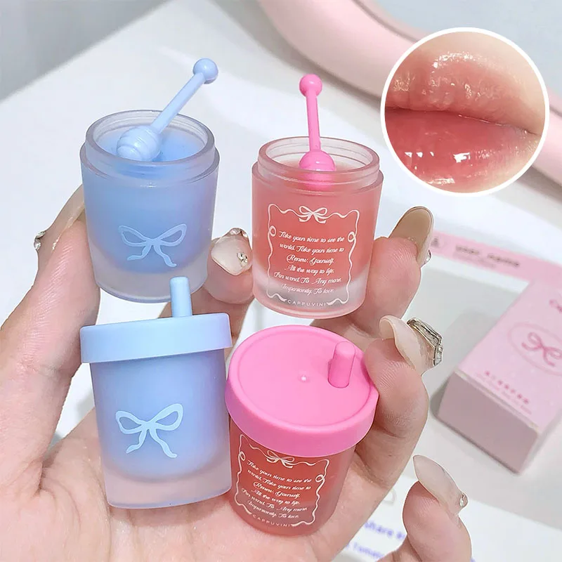 Cappuvini Juice Straw Cup Lip Mask Fruit-Flavored Lip Care Moisturizing Day and Night for Autumn and Winter Prevents Dryness and Cracking Long-Lasting Hydration Improves Lip Lines Deeply Moisturizing and Caring High-Quality Lip Balm Care Essentials