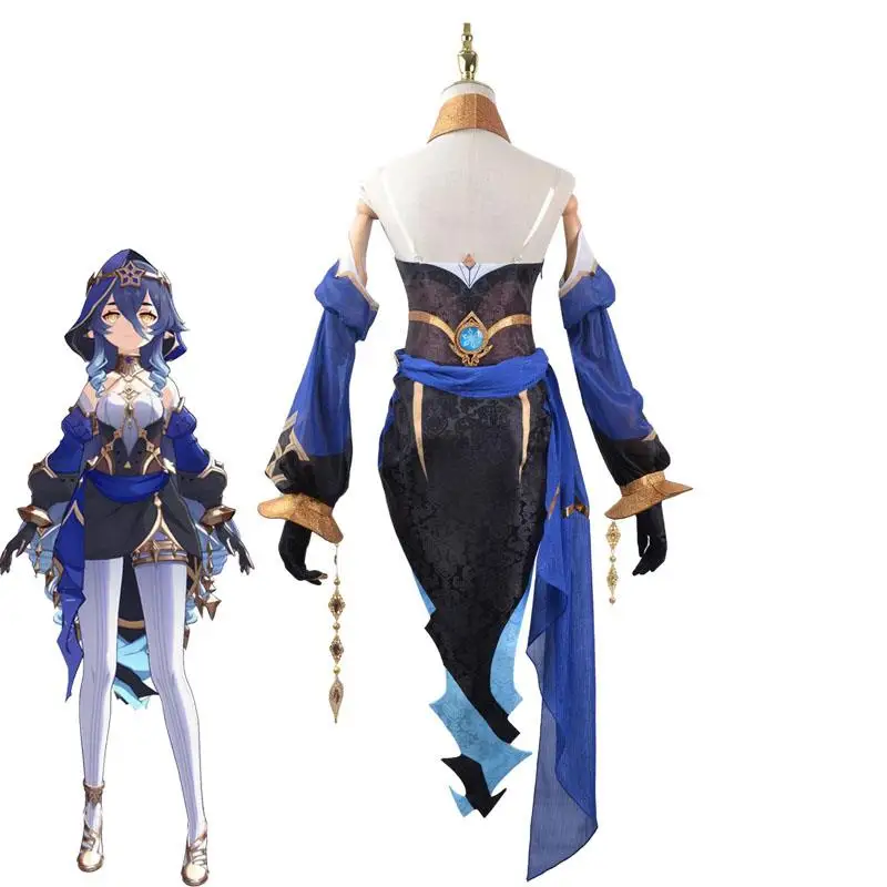 Layla คอสเพลย์เสื้อผ้าเกม Genshin Impact คอสเพลย์ Layla วิกผมชุดเครื่องแต่งกายชุดเต็มชุดถุงมือหมวกสําหรับสตรี