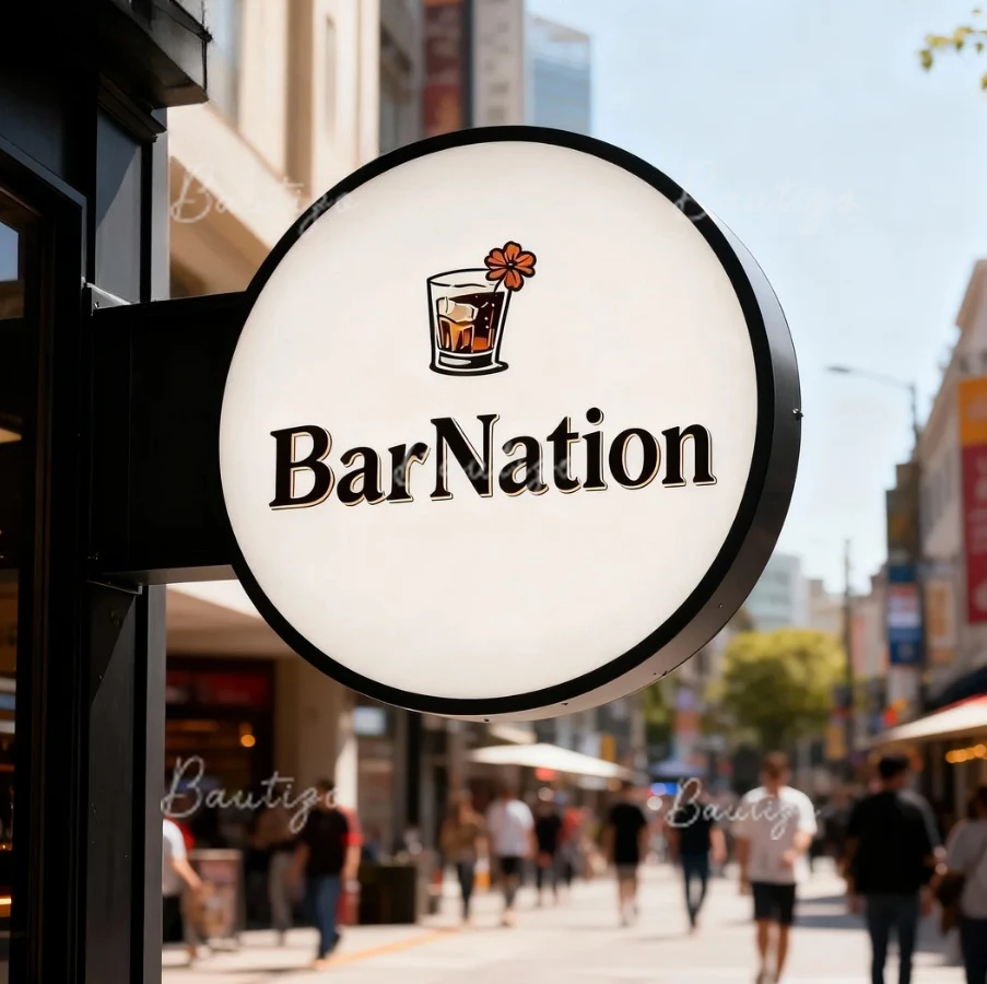 Round Light Sign Box Store Front Projecting Double Sided Circle LED Advertising Board Blade Outdoor Decoration Custom Neon Bar