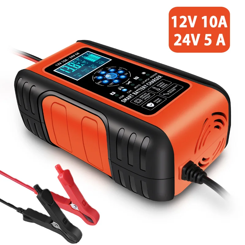 Volle Automatische Lade Auto Batterie Ladegerät 12V 10A 24V 5A Puls Reparatur Ladegeräte für Gel AGM LiFePo4 Nass blei Säure batterien