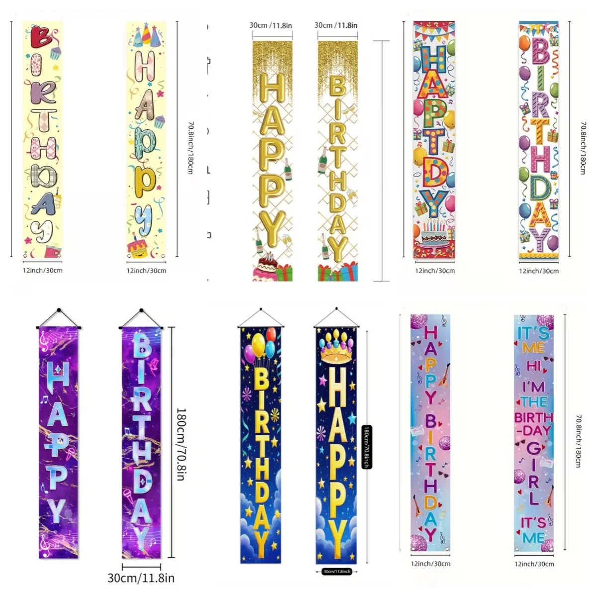 

Colorful Happy Birthday Party Decoration Banner Indoor Outdoor Hanging Background Party Door Couplets Supplies Photography Props