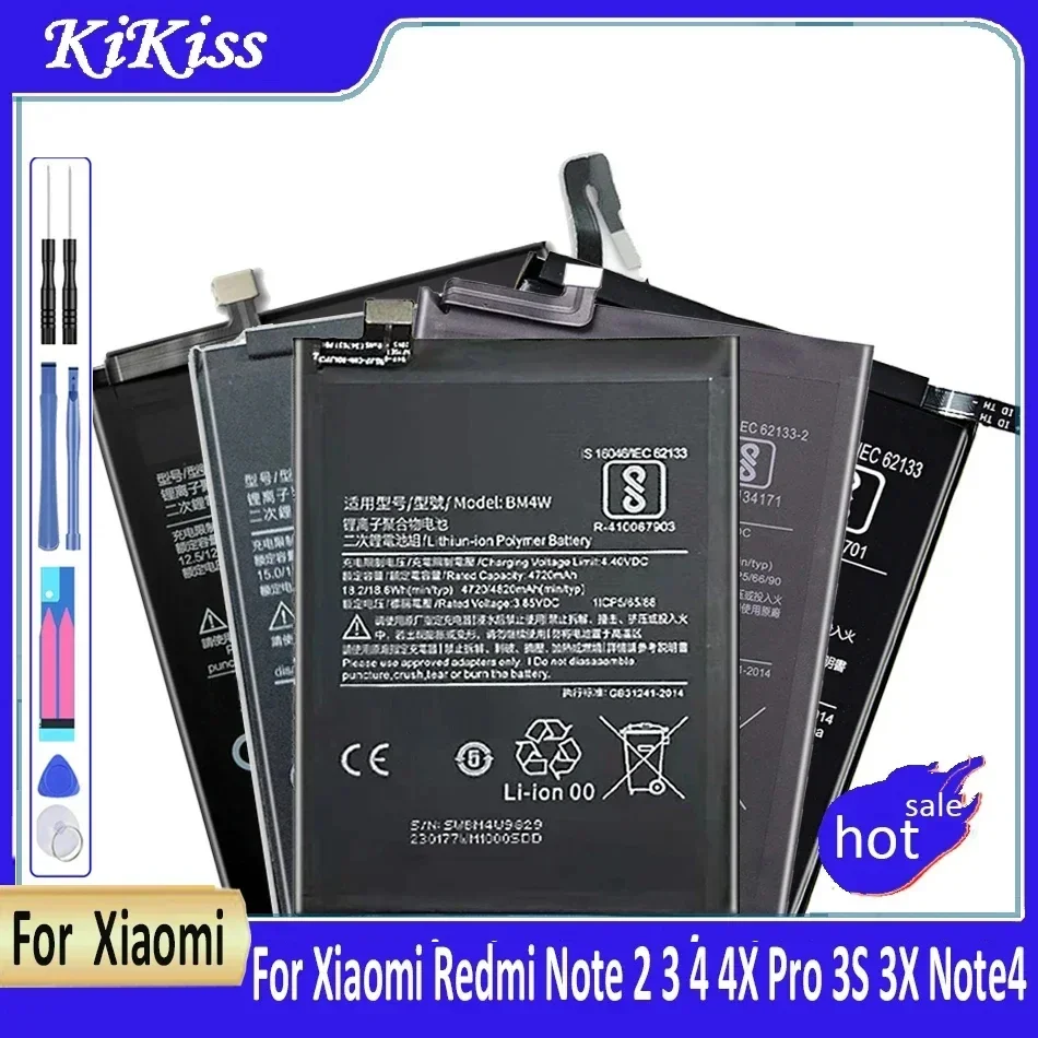 Replacement Battery for Xiaomi Redmi Note 2, 3, 4, 4X Pro, 3S, 3X, Note4, for Hongmi BM47, BM46, BM45, BN43, BN41