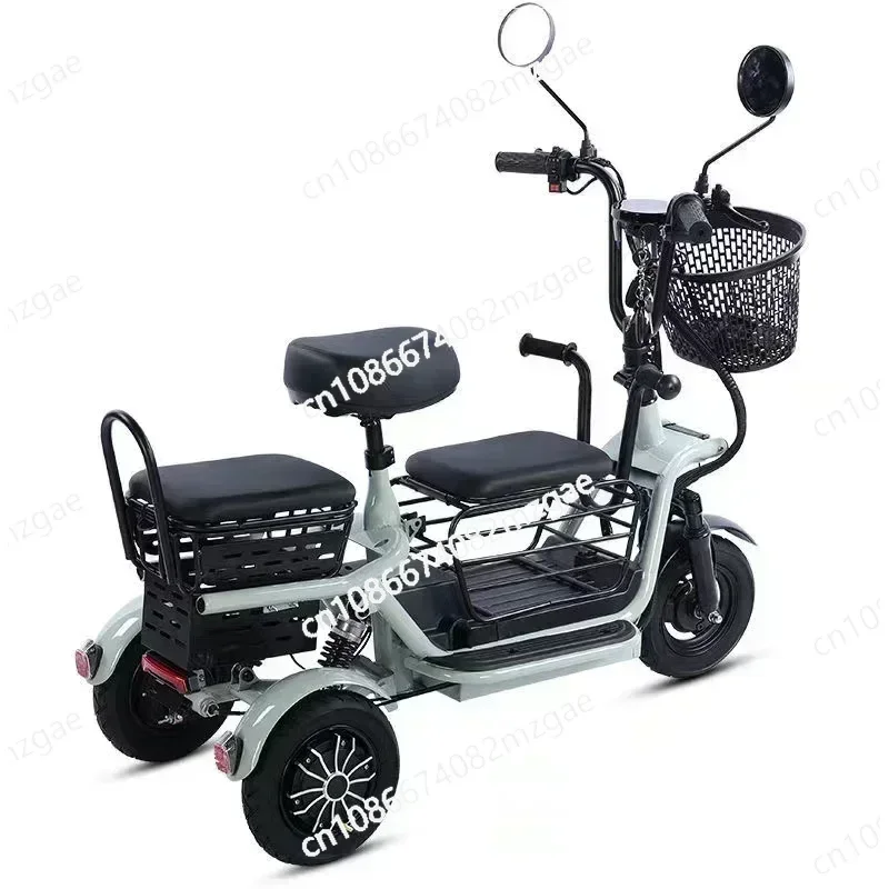 Three Seater Electric Tricycle for Children, Elderly Women, and Parent-child Foldable Lightweight Tricycle