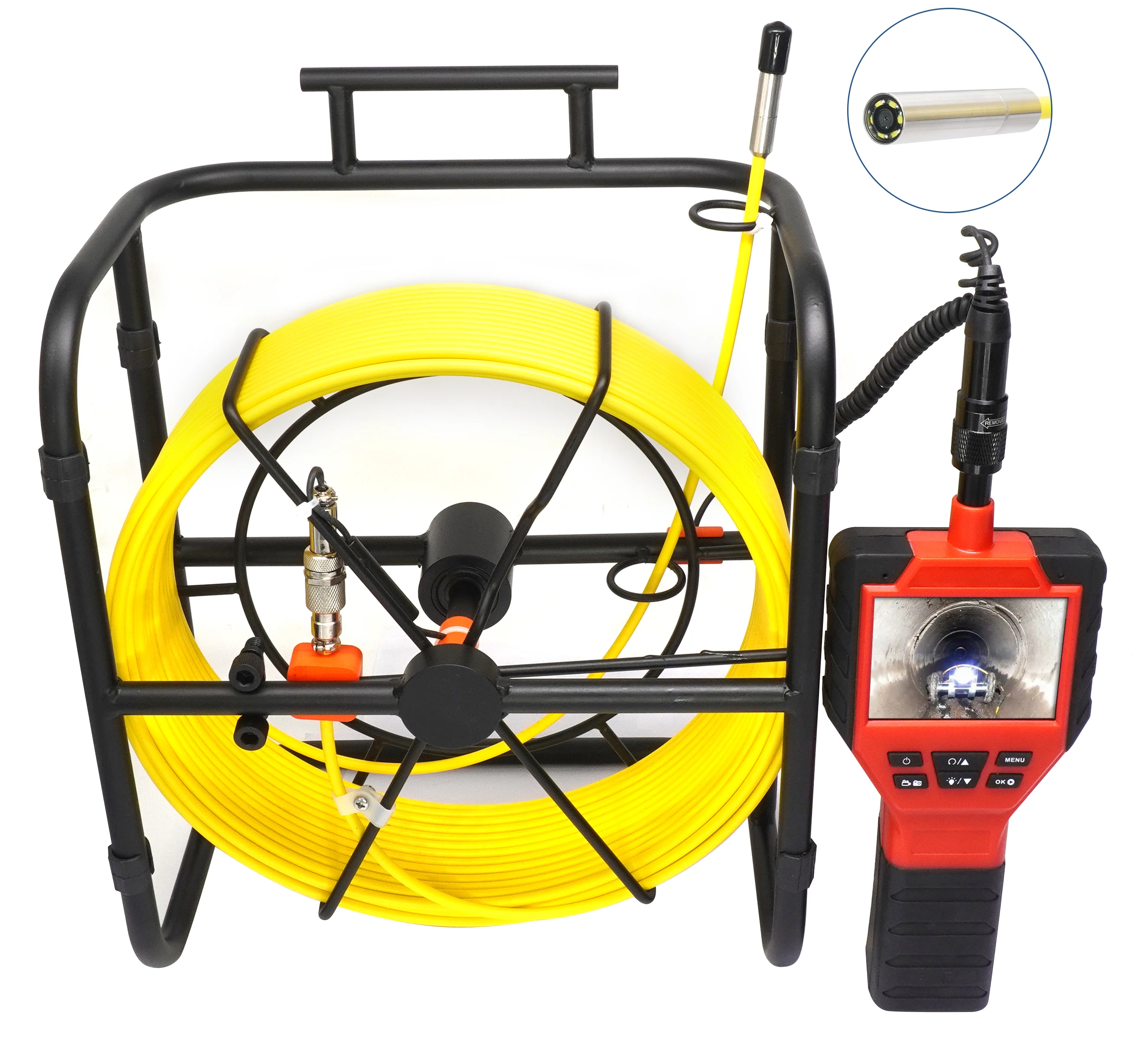 Sistema portátil de câmera de esgoto de alta definição de 3,5 polegadas para detecção de tubulação industrial de endoscópio e exploração de esgoto