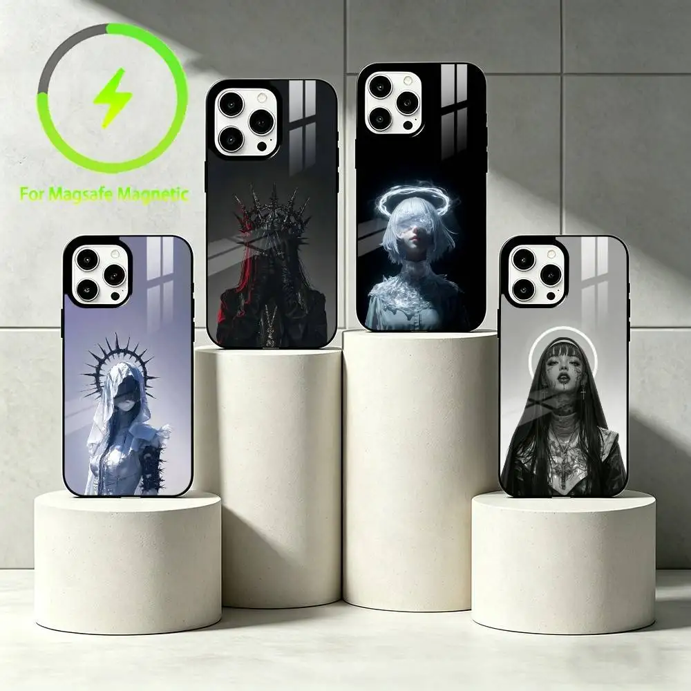 

Gothic Dark Wind Phone Case For Mirror wireless magnetic coverIPhone 17 16 15 14 13 12 11 Plus Shockproof and scratch-proof