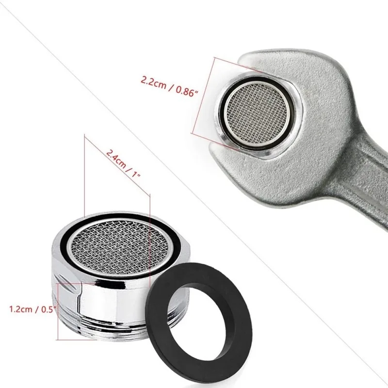 5PCS 24mm Thread Bathroom Kitchen Sink Faucet Aerator Faucet Aerator Replaceable Filter Mixing Nozzle Splash Proof Filter Screen