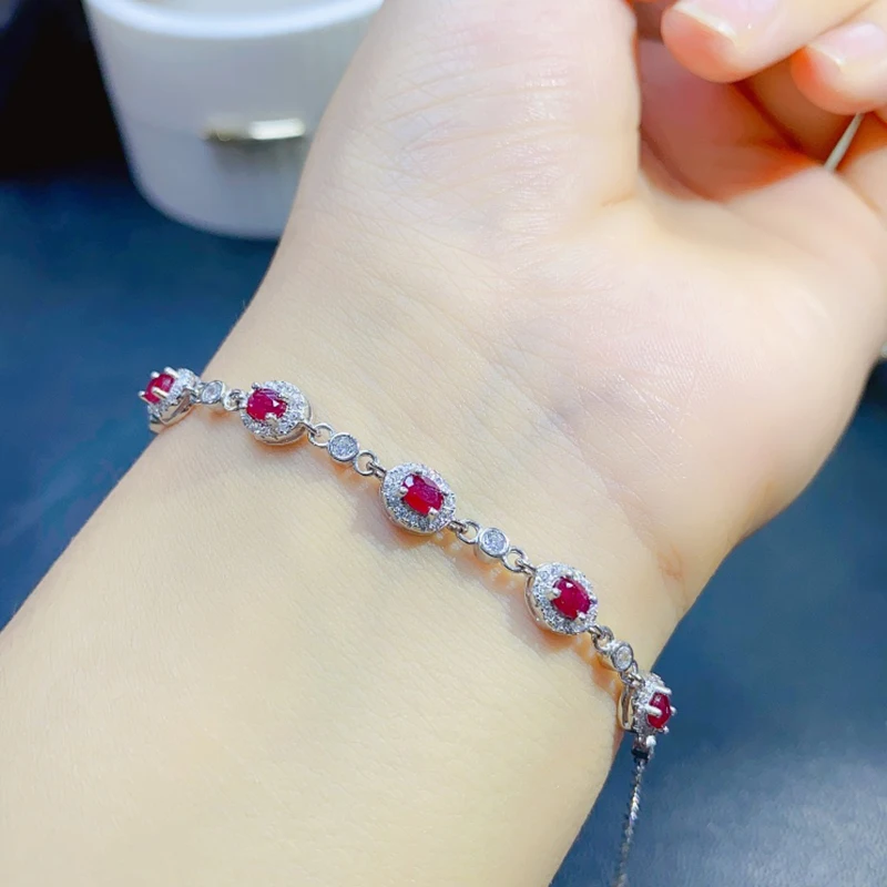 Natural Ruby Bracelet for women silver 925 jewelry luxury gem stones 18k gold plated free shiping items