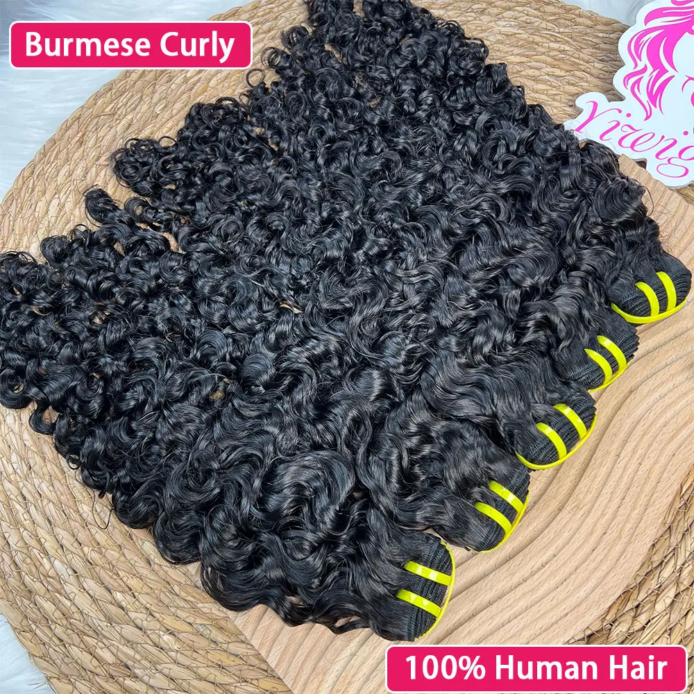 

Yiwigs бирманские вьющиеся пучки волос, человеческие волосы, 100% оригинальные человеческие волосы, натуральный цвет, необработанные девственные наращивания, надувные вьющиеся для женщин