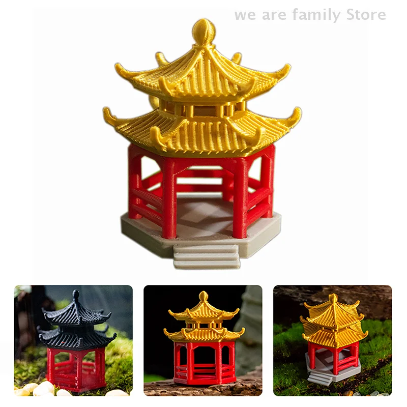 Chinese Pagoda Statue Ancient Building Model Japanese Pavilion Decoration Miniature Rockery Aquarium Bonsai Ornament