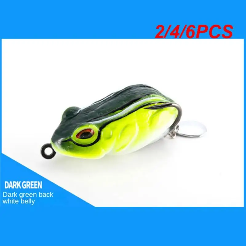 2/4/6PCS Fake Bait Powerful Double Hook Silicone Frog Body Long Service Life High Stability Fishing Supplies Simulation Bait