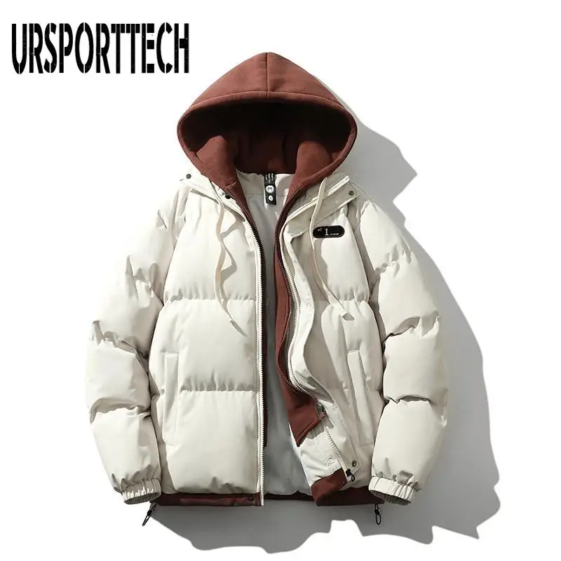 

Fake Two Pieces Winter Jacket Men Outdoor Hooded Thicken Parka Winter Male Jacket Coats Windbreaker Men Down Jackets Overcoat