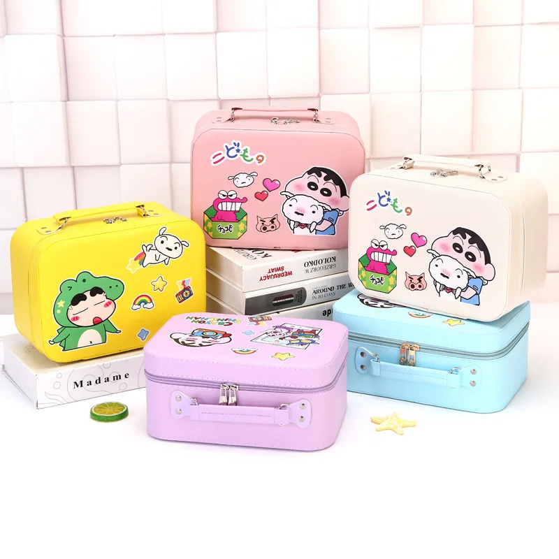 

kawaii Crayon Shin Chan Handheld and portable large capacity makeup bag Anime Cartoon Travel makeup box cosmetic storage box