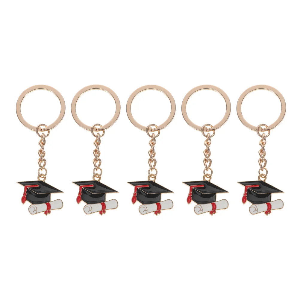 5 Pcs Graduation Cap Keyring Charms Metal Keychain Bag Decorations Student Diploma Keyring Gift Academic Achievement Symbol