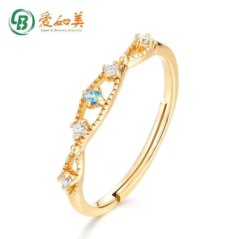 

Vintage Elegant London Blue Topa Ring for Girls' Court 18K Gold PT950 Platinum Silver Plated 7-Layer Gold Ring Decoration
