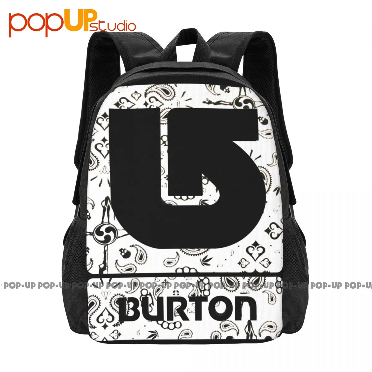 Burton Snowboards Spellout Logo Spades Backpack Large Capacity Travel Foldable Storage Bag School Sport Bag