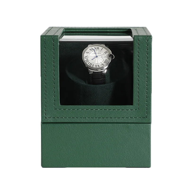 Green Mechanical Watch Electric Transducer, Automatic PU Box Bin Case, Storage Packaging Gift Box Roll Shaking Watches Device