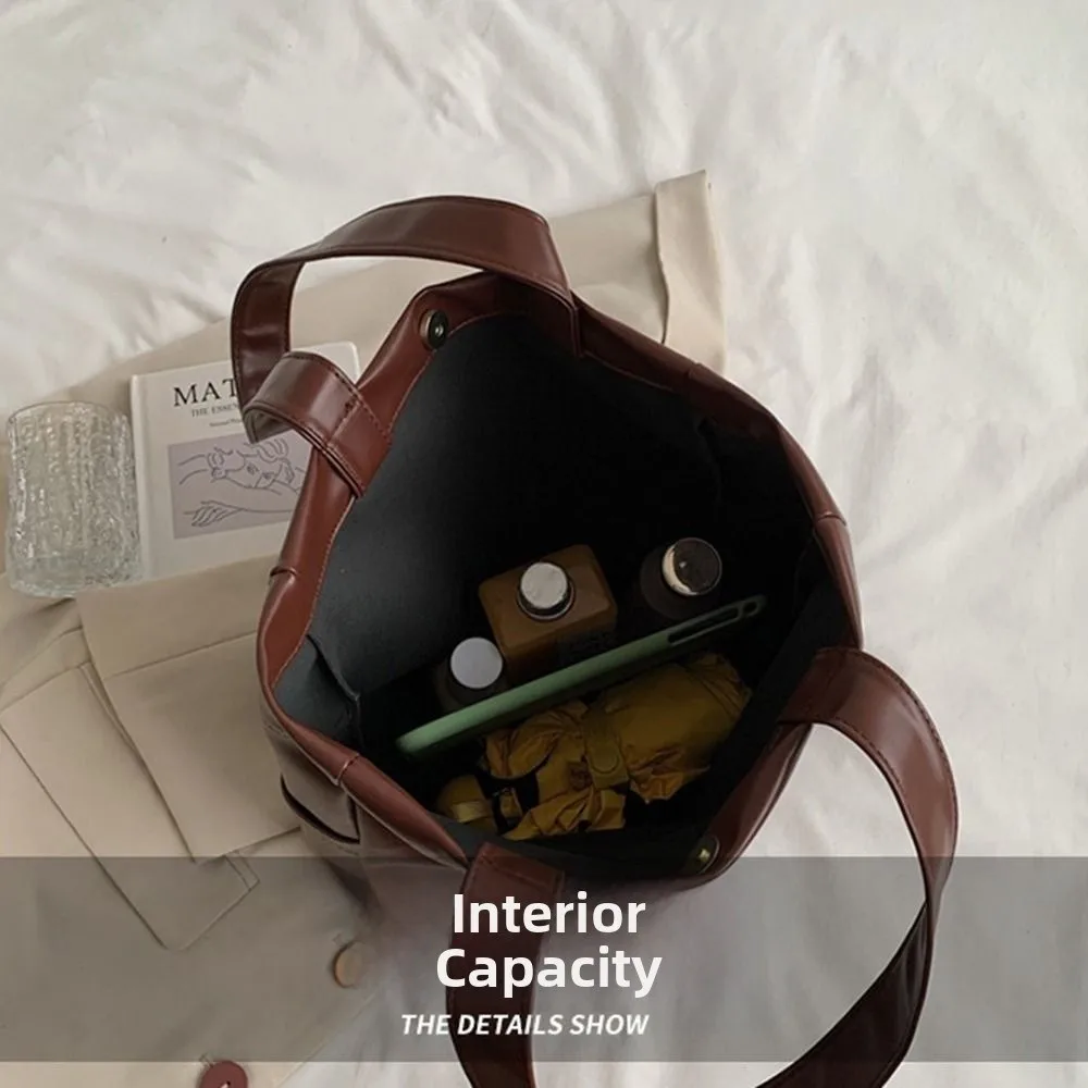 

Сумка-тоут из искусственной кожи с магнитной пряжкой, однотонная универсальная портативная сумка на плечо, удобная ручка, вертикальная квадратная сумка