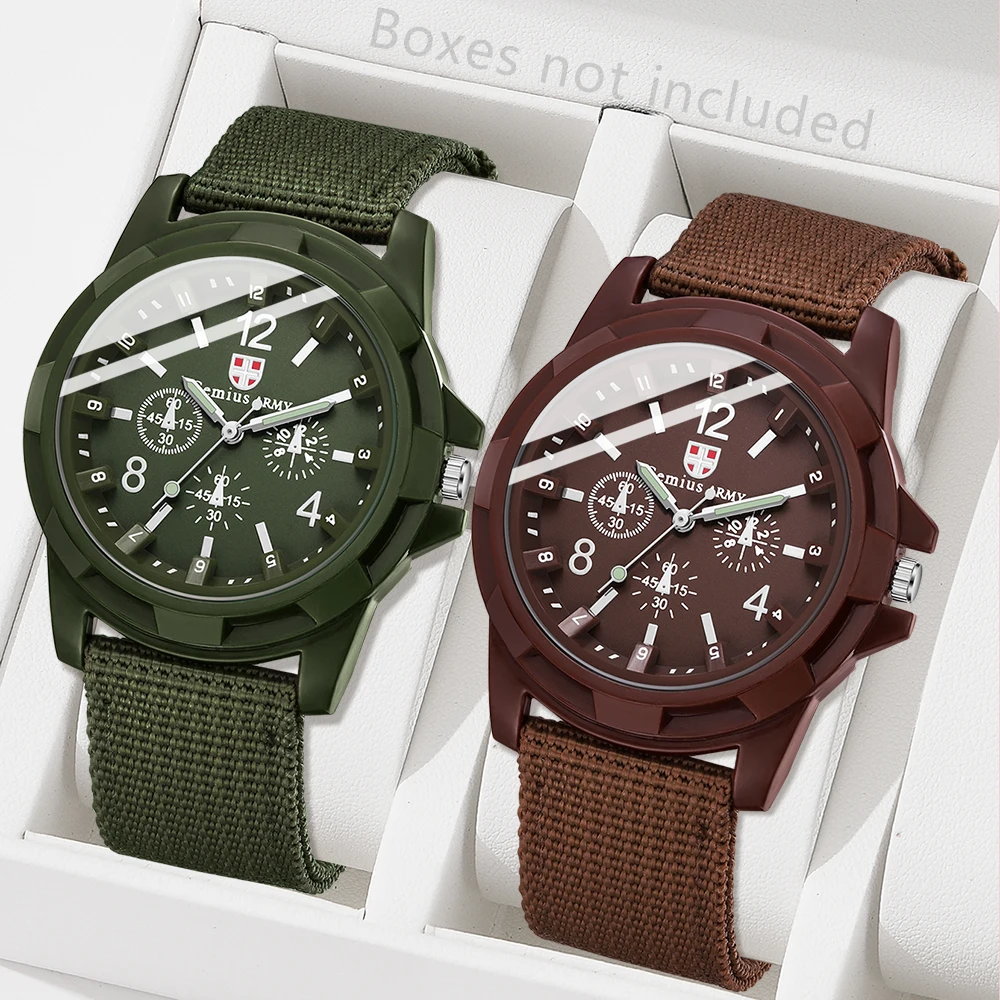 

2PCS/SET Men's Watch Versatile Casual Set Canvas Strap Digital Scale Surface Quartz Watch Men's Watch