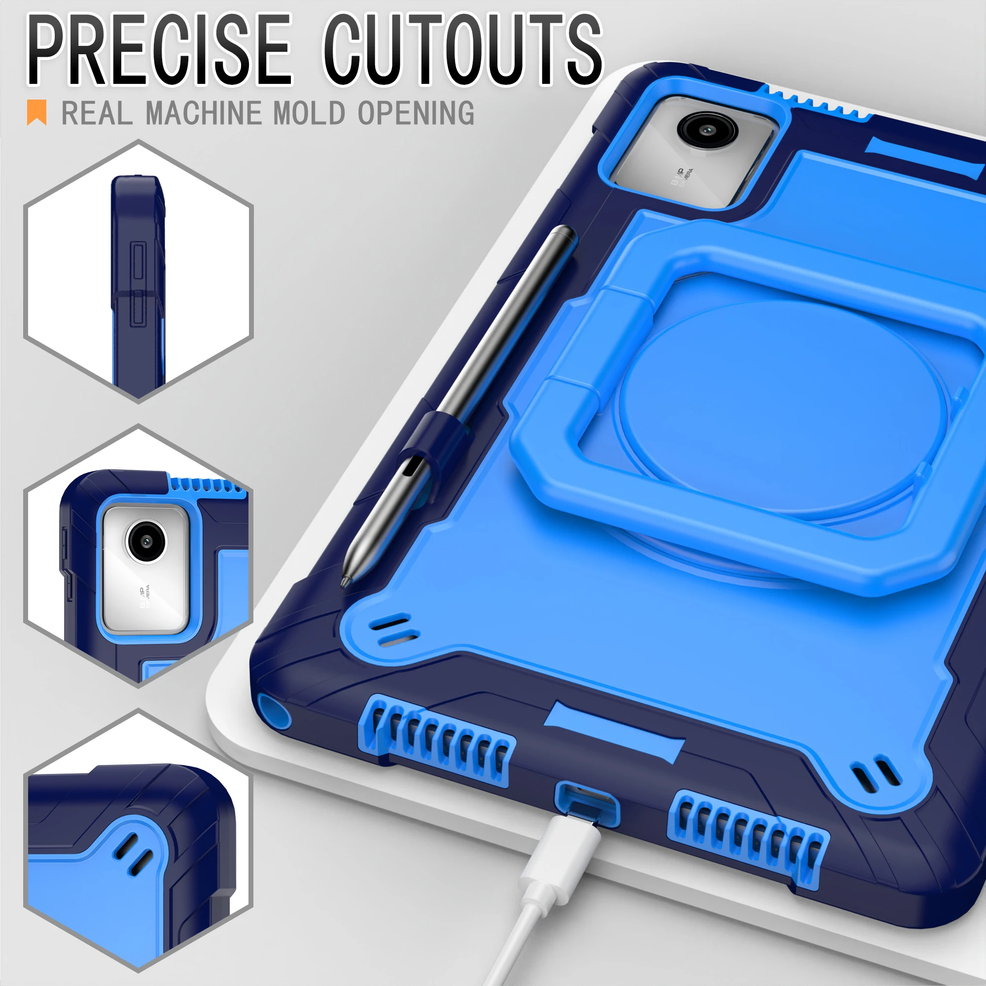 حافظة تابلت متعددة الوظائف لجهاز لينوفو تاب M11/K11 (2024) مقاس 11 بوصة | Xiaoxin Pad 11 2024، تصميم 3 في 1، 360 ° حامل حلقي قابل للدوران #3