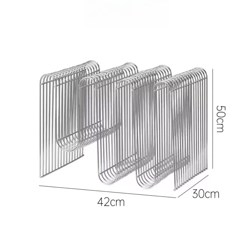 Modern simple rectangular metal grid magazine rack, home decoration storage bookshelf
