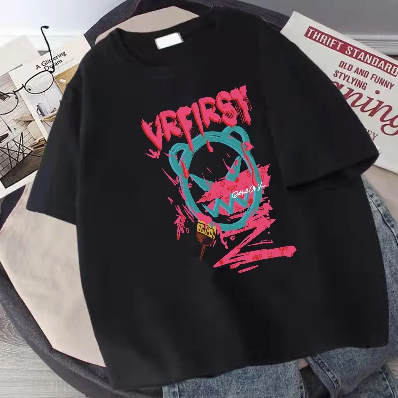 

Забавная футболка со смайликом и котом, уличная одежда унисекс, крутой модный повседневный летний топ с короткими рукавами для подростков