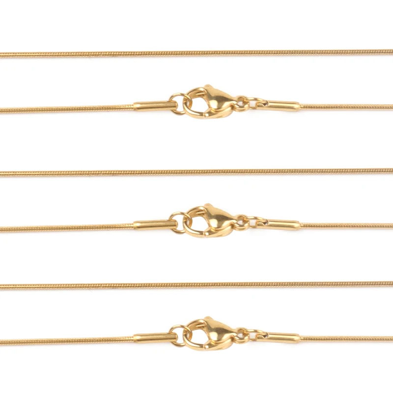 5pcs/Lot Stainless Steel Snake Chain Round Shape Chains Gold Color for Jewelry Making DIY Necklace Gifts Pendant Accessories